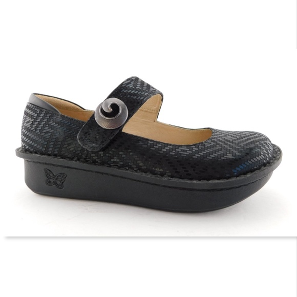 ALEGRIA Black Textured Mary Jane Platform Flats 37 - Picture 1 of 8